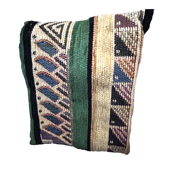 Women’s Southwest Turquoise Small Black and Emerald Green Crossbody Bag - Picture 6 of 7